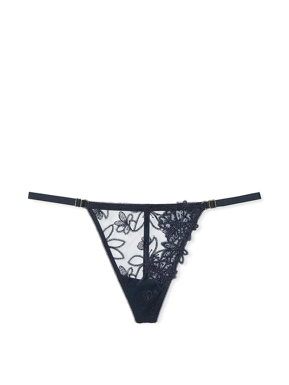 Very Sexy Ziggy Glam Noir Adjustable String Panty Dark Twilight Size Large NWT